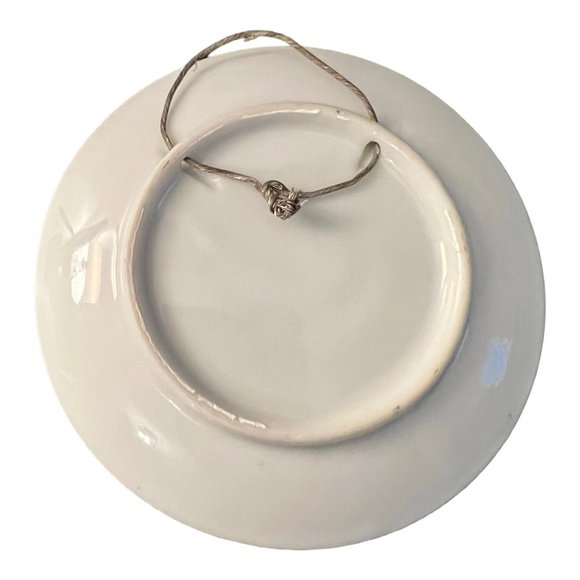 Lot of 2 Vtg Mini Ceramic Decorative Hanging Wild Bird Plates, 4" Dia Gold Edge - Picture 3 of 5